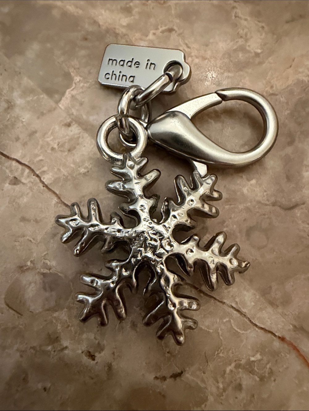Coach Silver Snowflake Charm Clip with Branded Tag